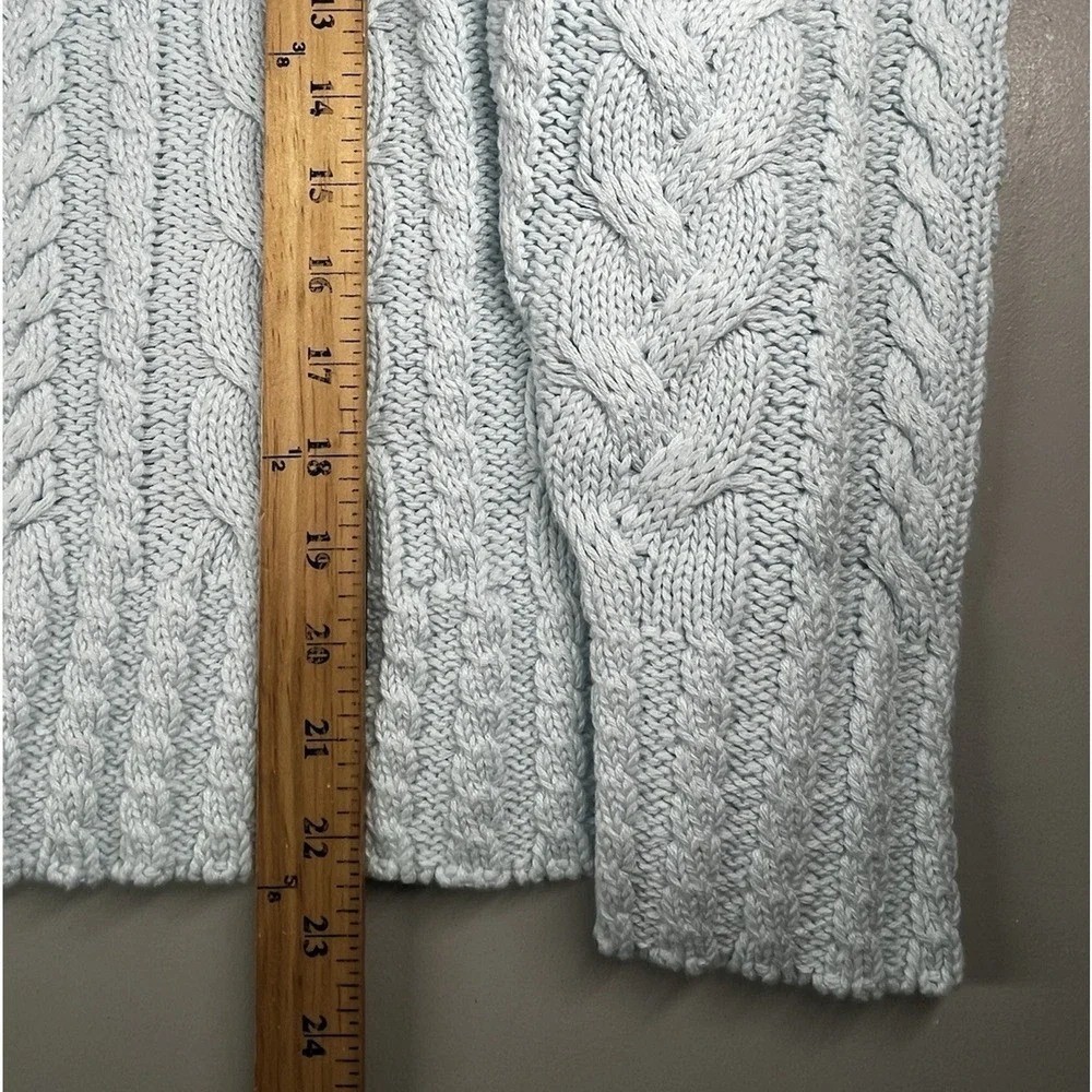 J Crew Cable Knit Crewneck Sweater Womens Medium Blue Midday Skies Classic